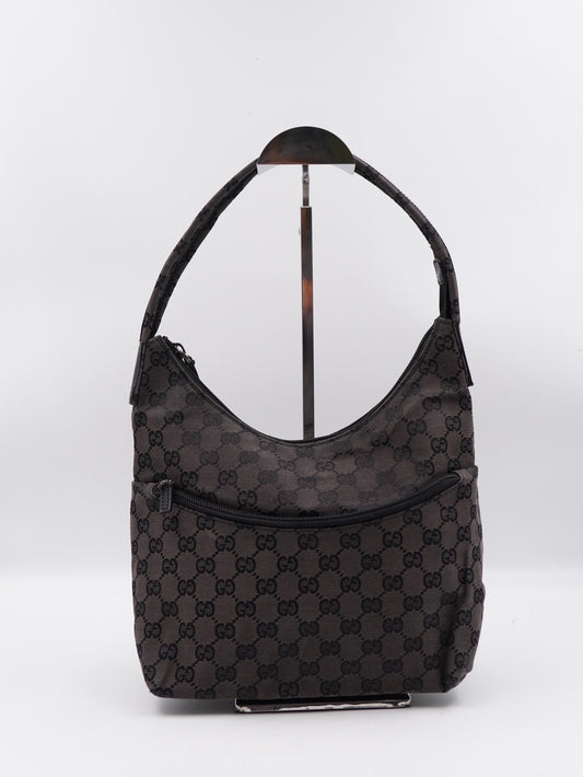 Gucci Black GG Canvas Hobo Shoulder Bag