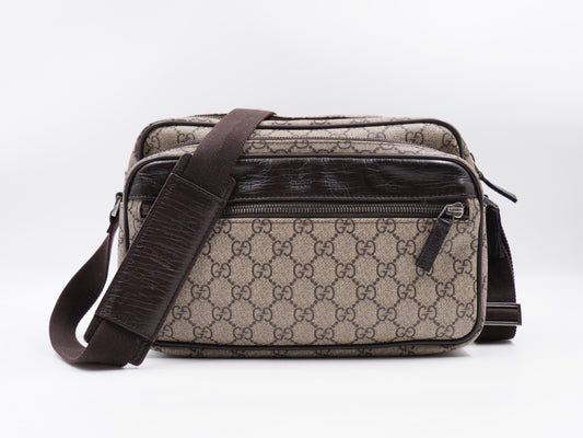 Gucci Camera GG Supreme Coated Canvas Crossbody Brown