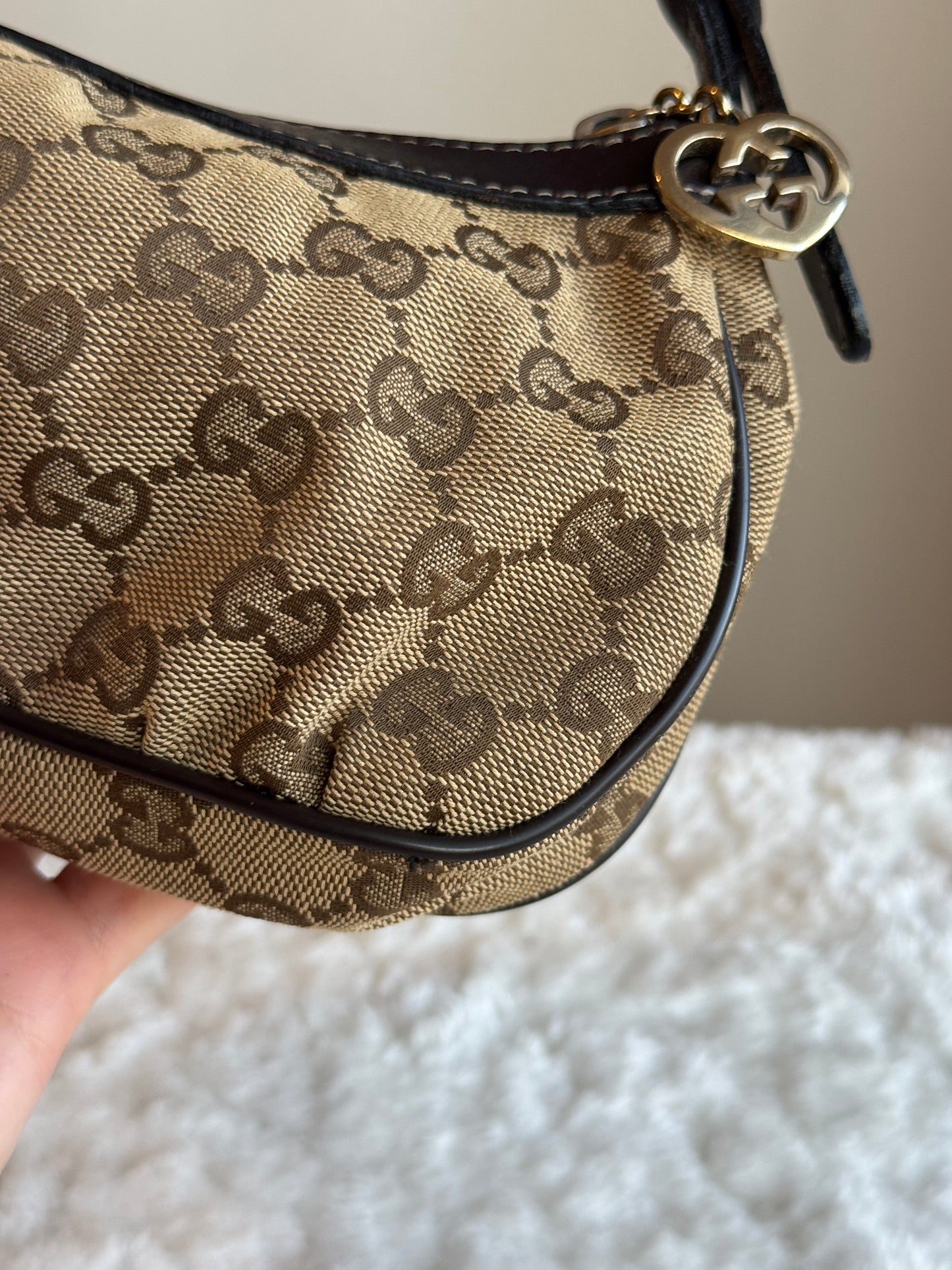 GUCCI Lovely Heart GG Canvas Brown