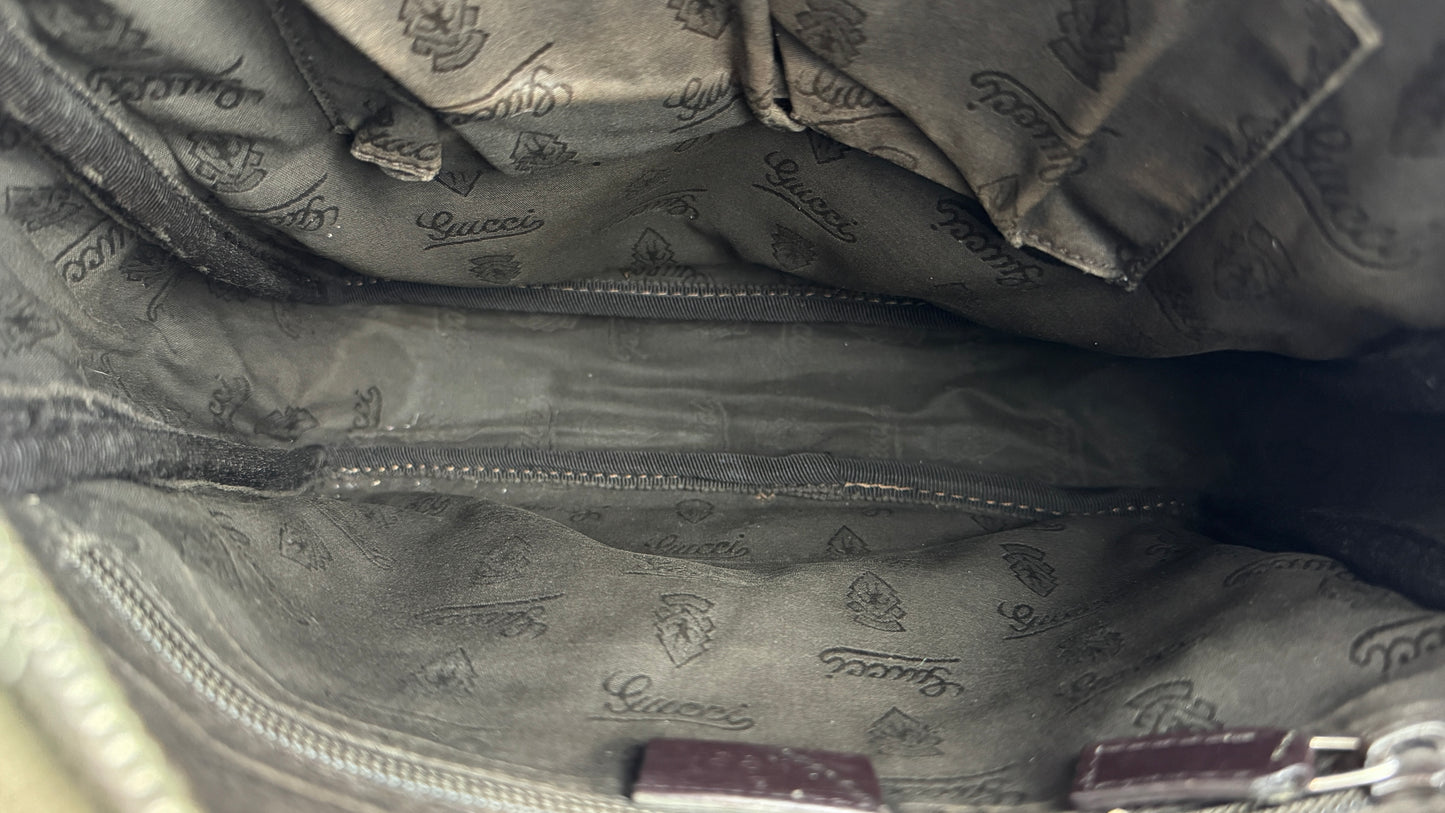 Gucci Front Zip Leather Messenger Brown