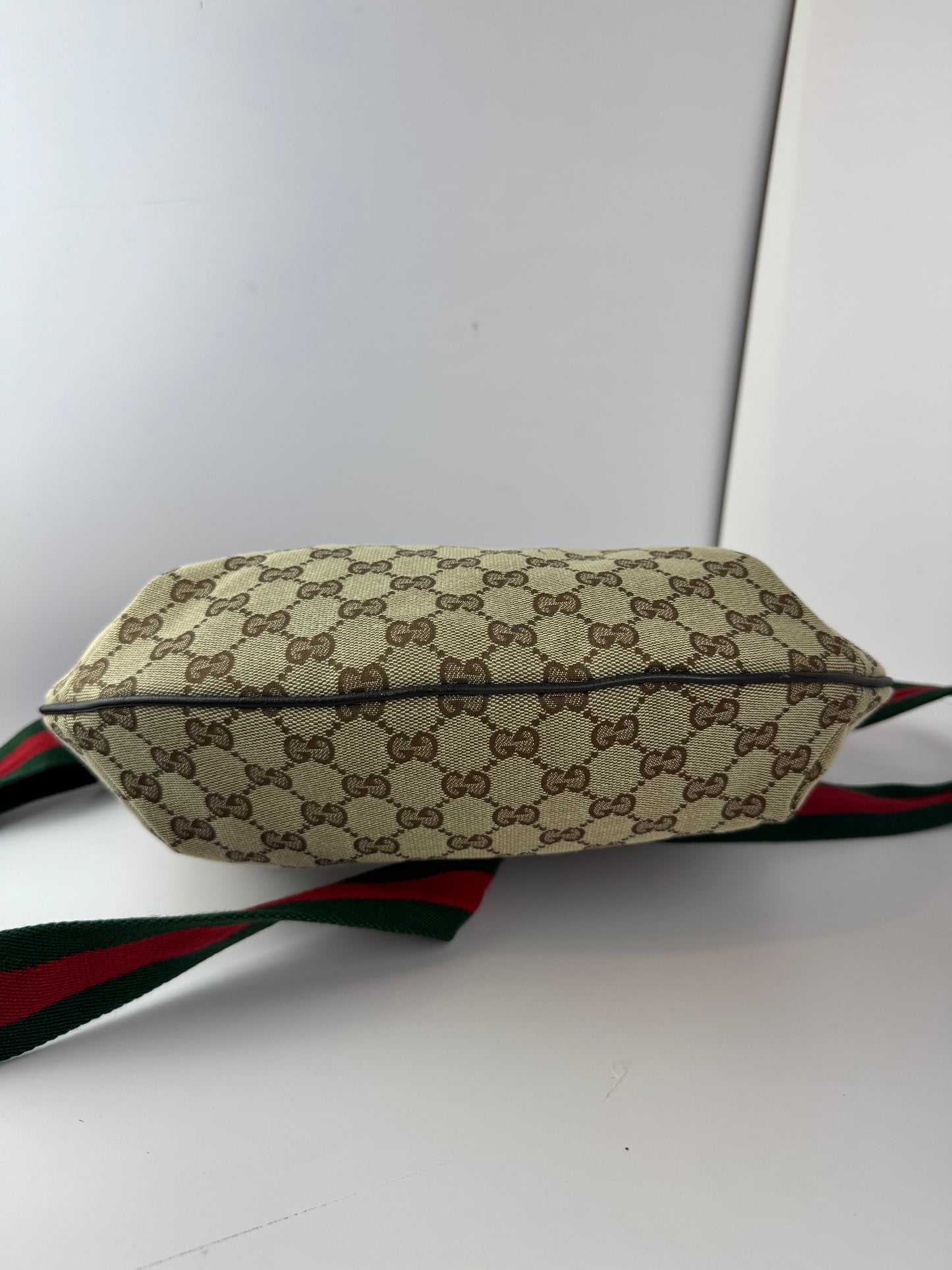 Gucci Web Halfmoon Crossbody GG Canvas