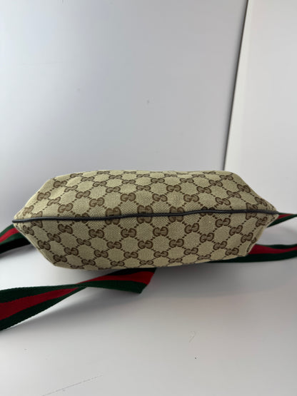 Gucci Web Halfmoon Crossbody GG Canvas