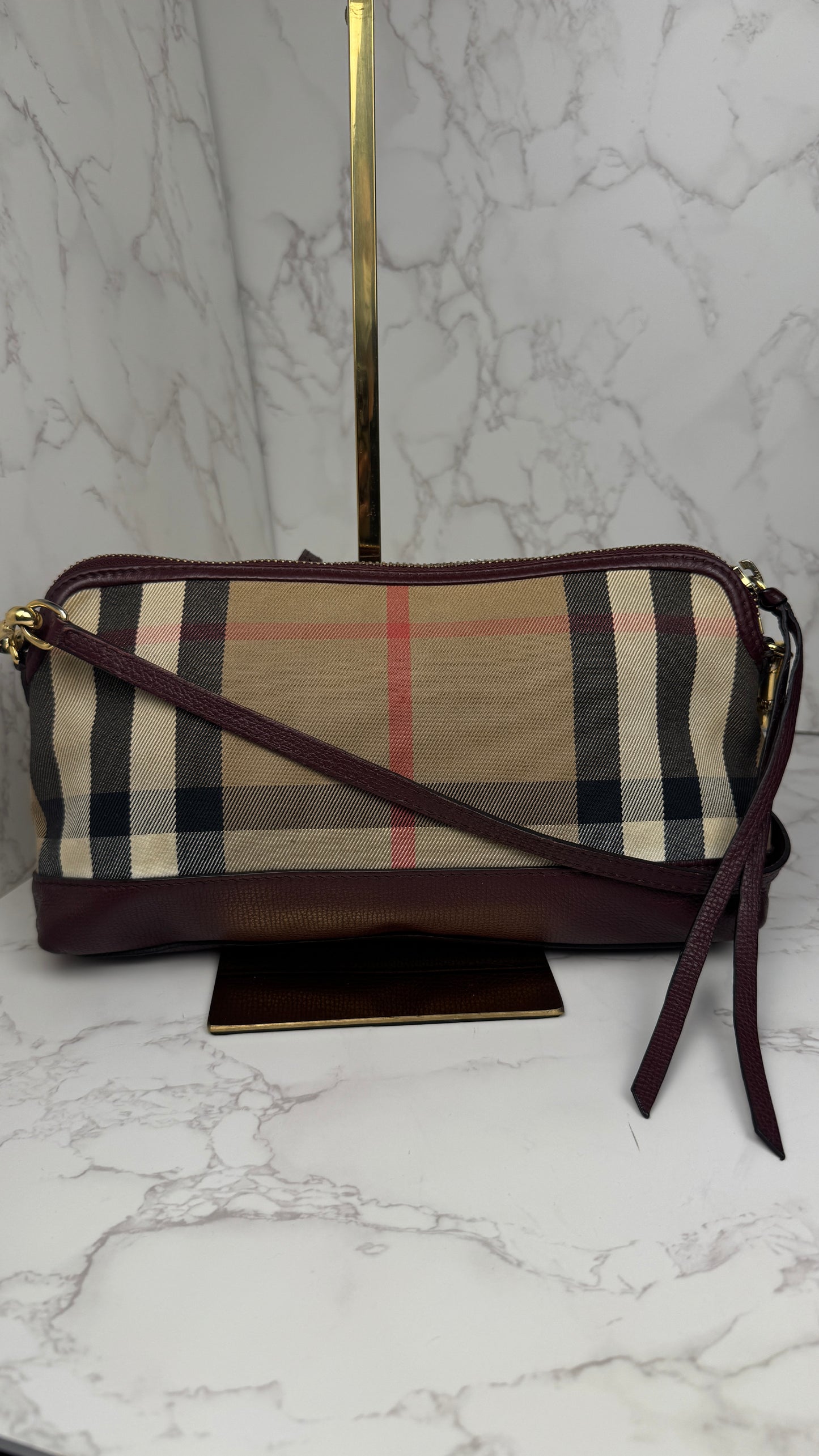 Burberry Convertible Clutch House Check Canvas Small