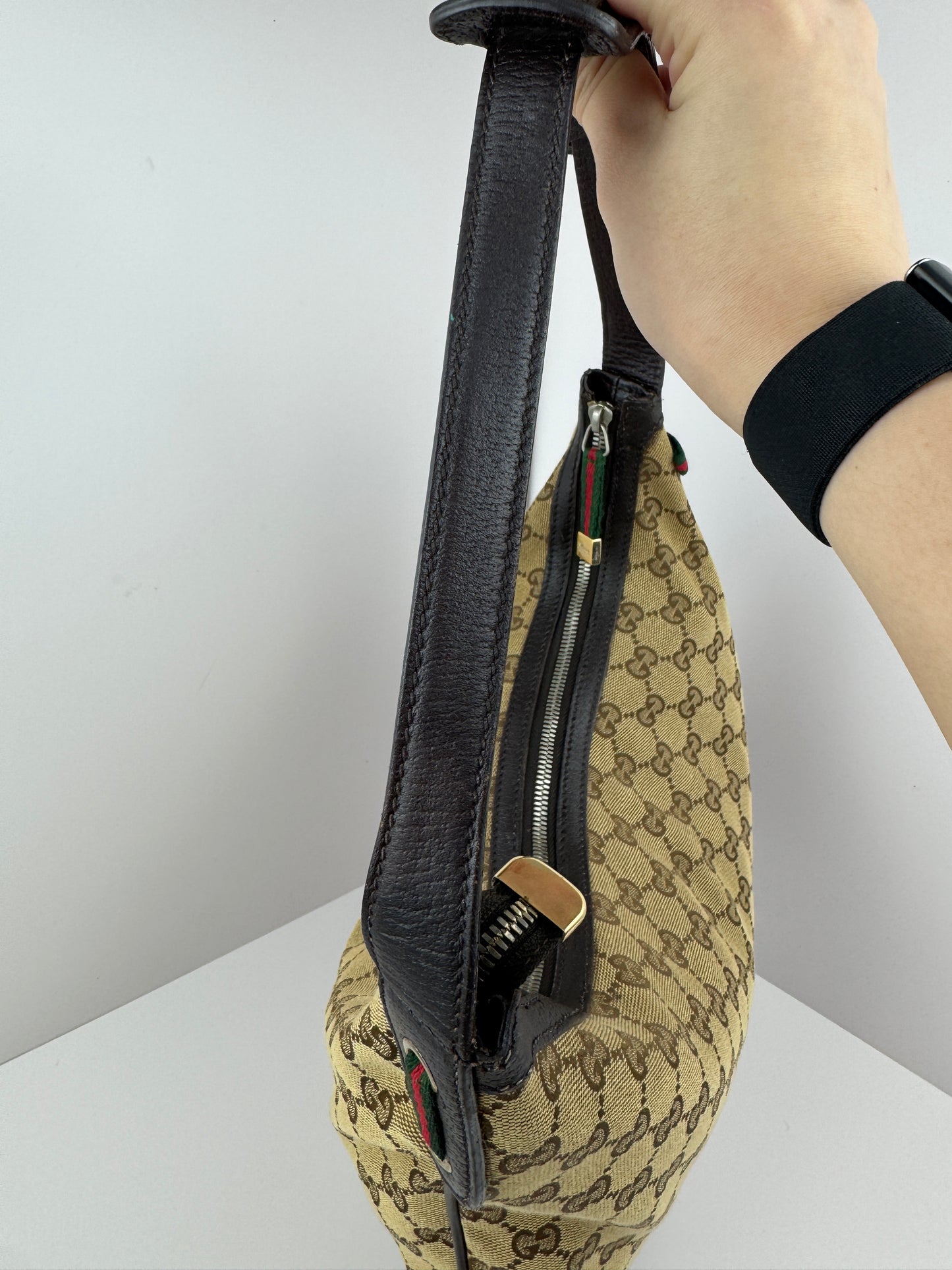 Gucci Web Bow Hobo GG Canvas