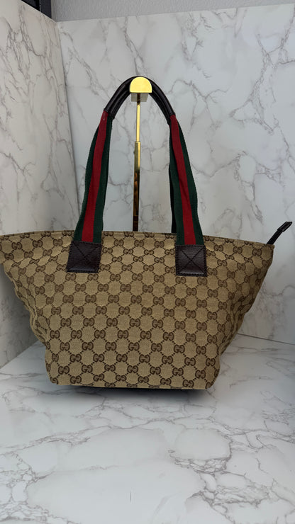 Gucci GG Canvas Web Tote Bag