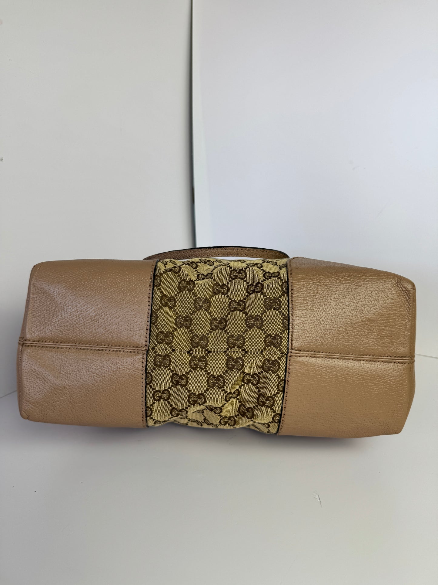 GUCCI Bree GG Canvas Shoulder Bag Pink Nude