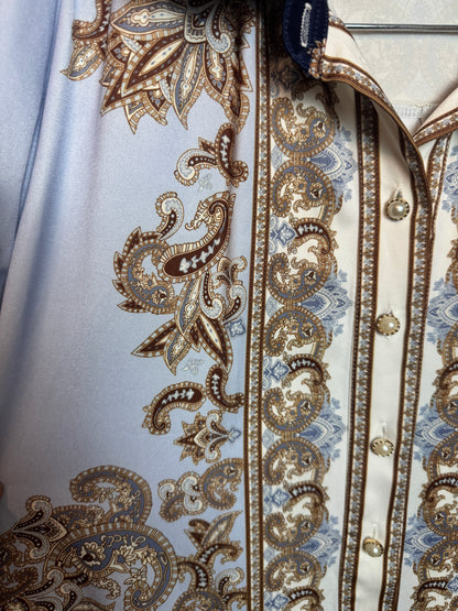 D15👗Royal Baroque Shirt Dress – Pre-Owned (All Sales Final) 💙✨