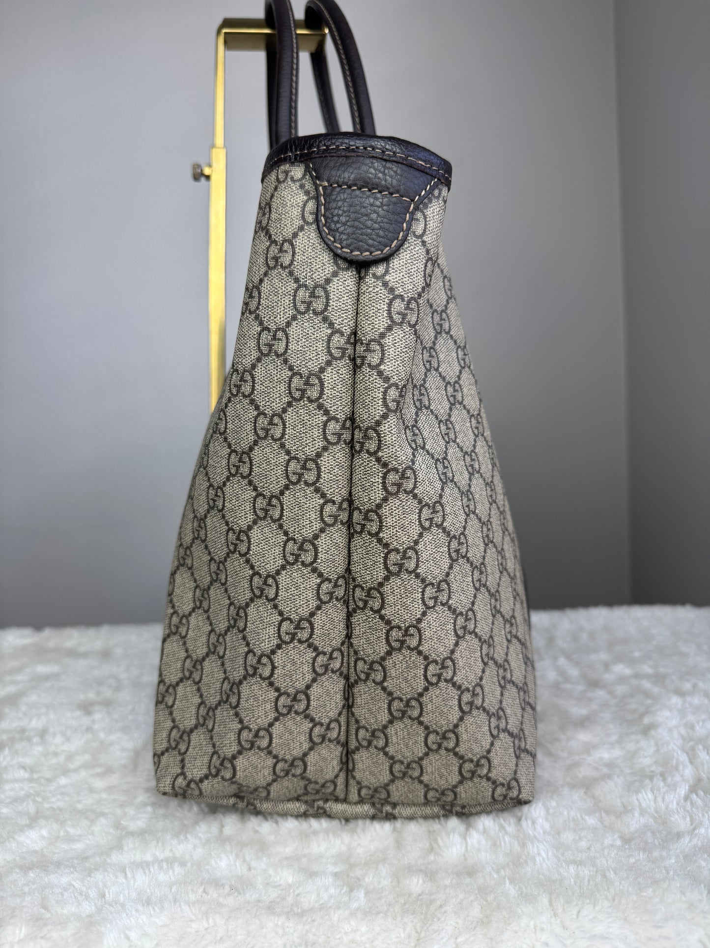 GUCCI Shopping Tote GG Coated Canvas Brown