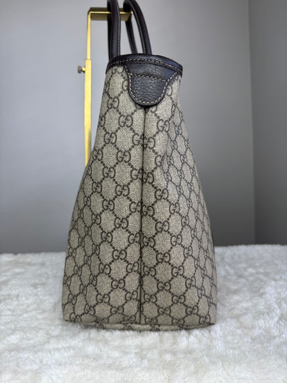 GUCCI Shopping Tote GG Coated Canvas Brown