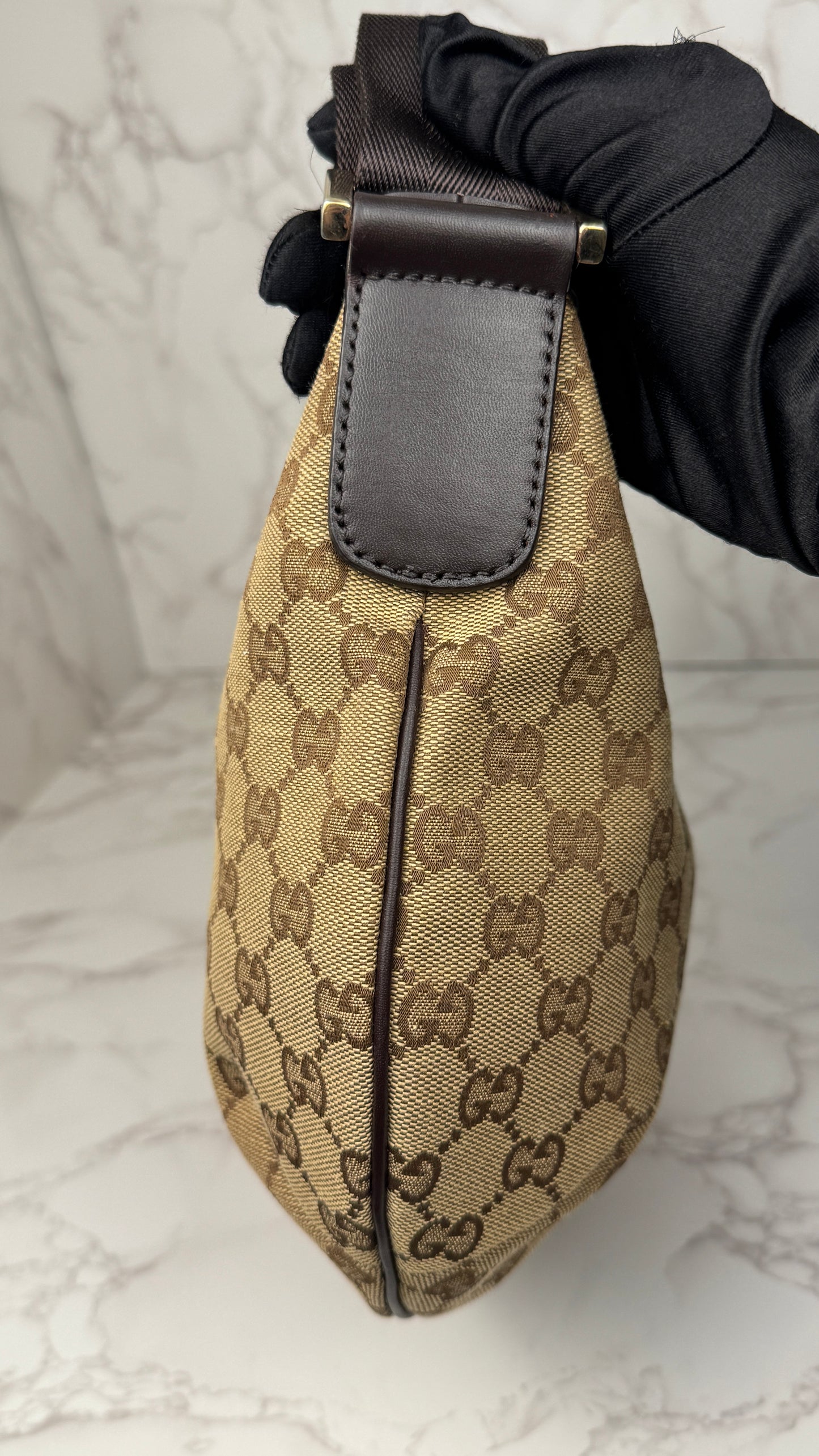 Gucci Half Moon Shoulder GG Canvas Brown