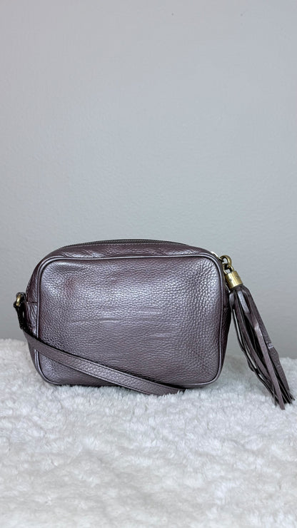GUCCI Soho Disco Leather Purple Metallic Crossbody