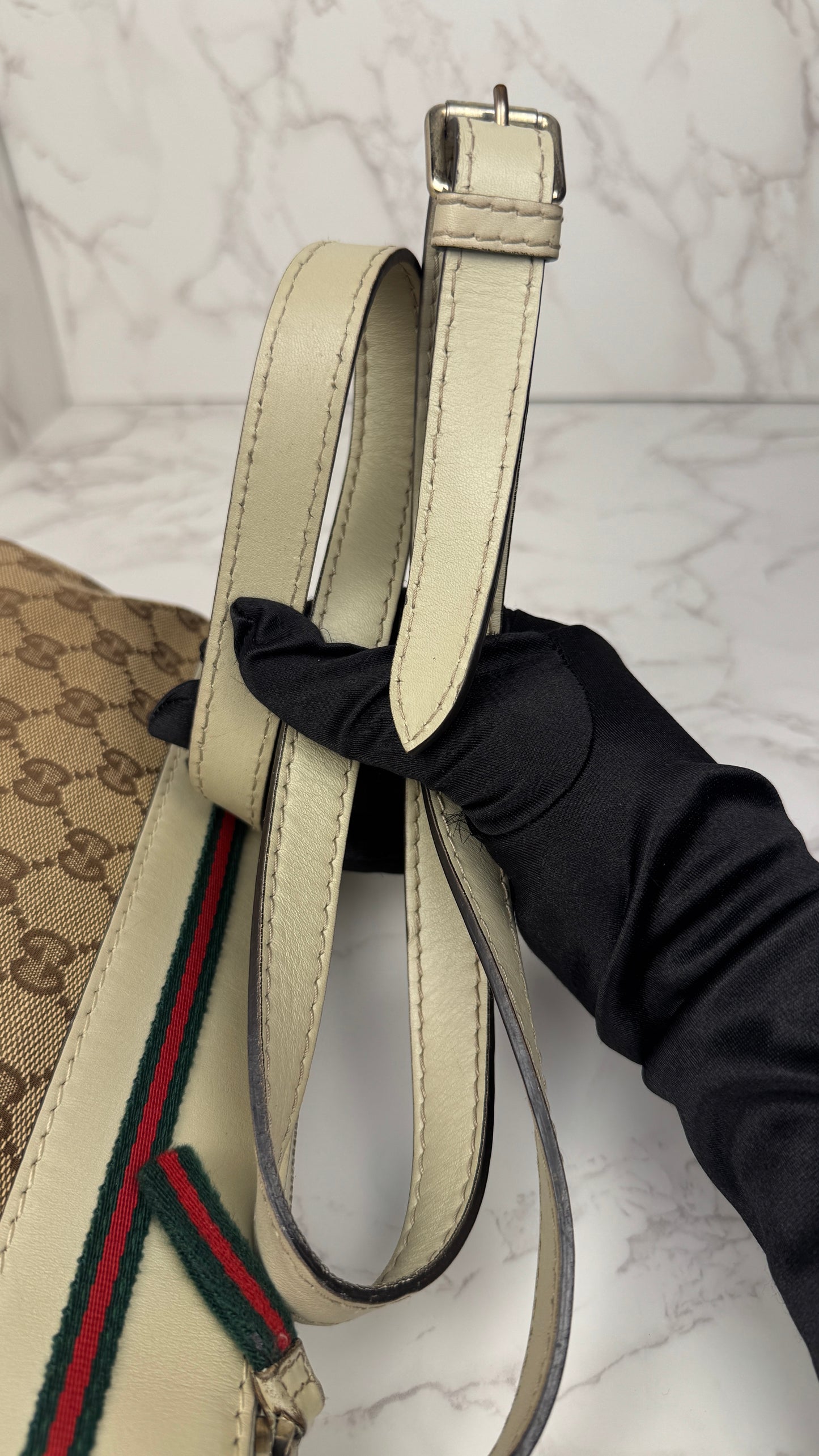 Gucci Mayfair GG Canvas Crossbody with Web Ribbon Signature