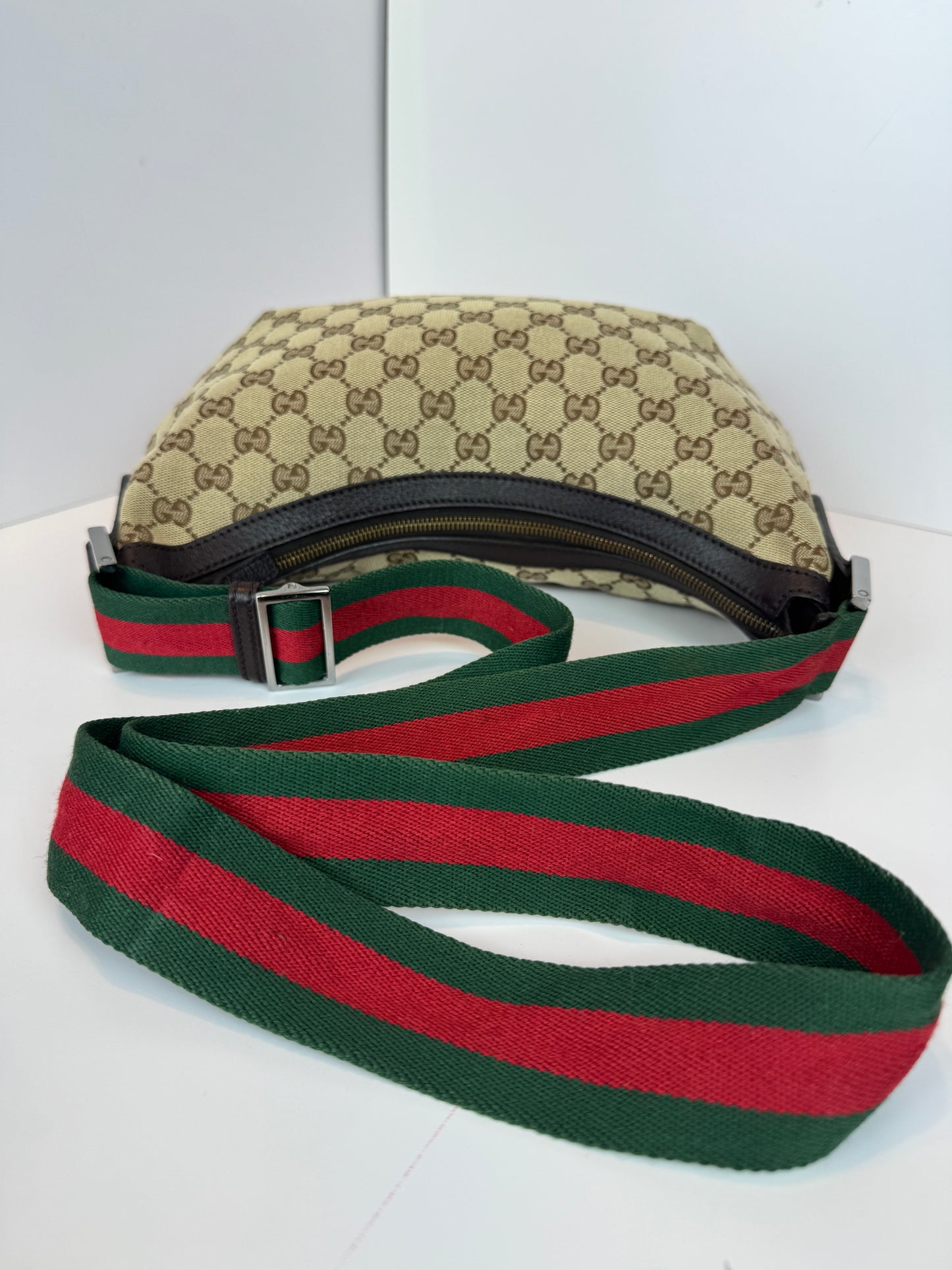 Gucci Halfmoon web Stripe Gg Canvas