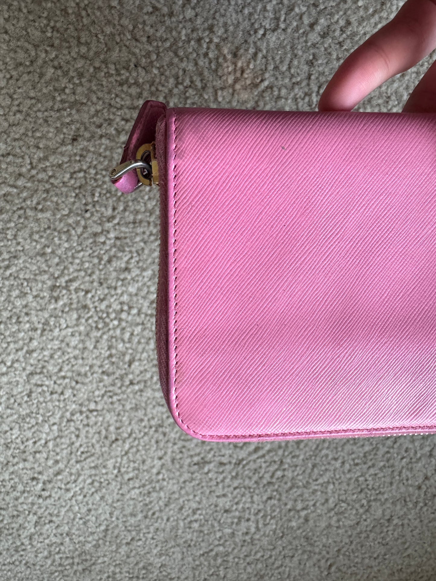 Prada saffiano zippy pink