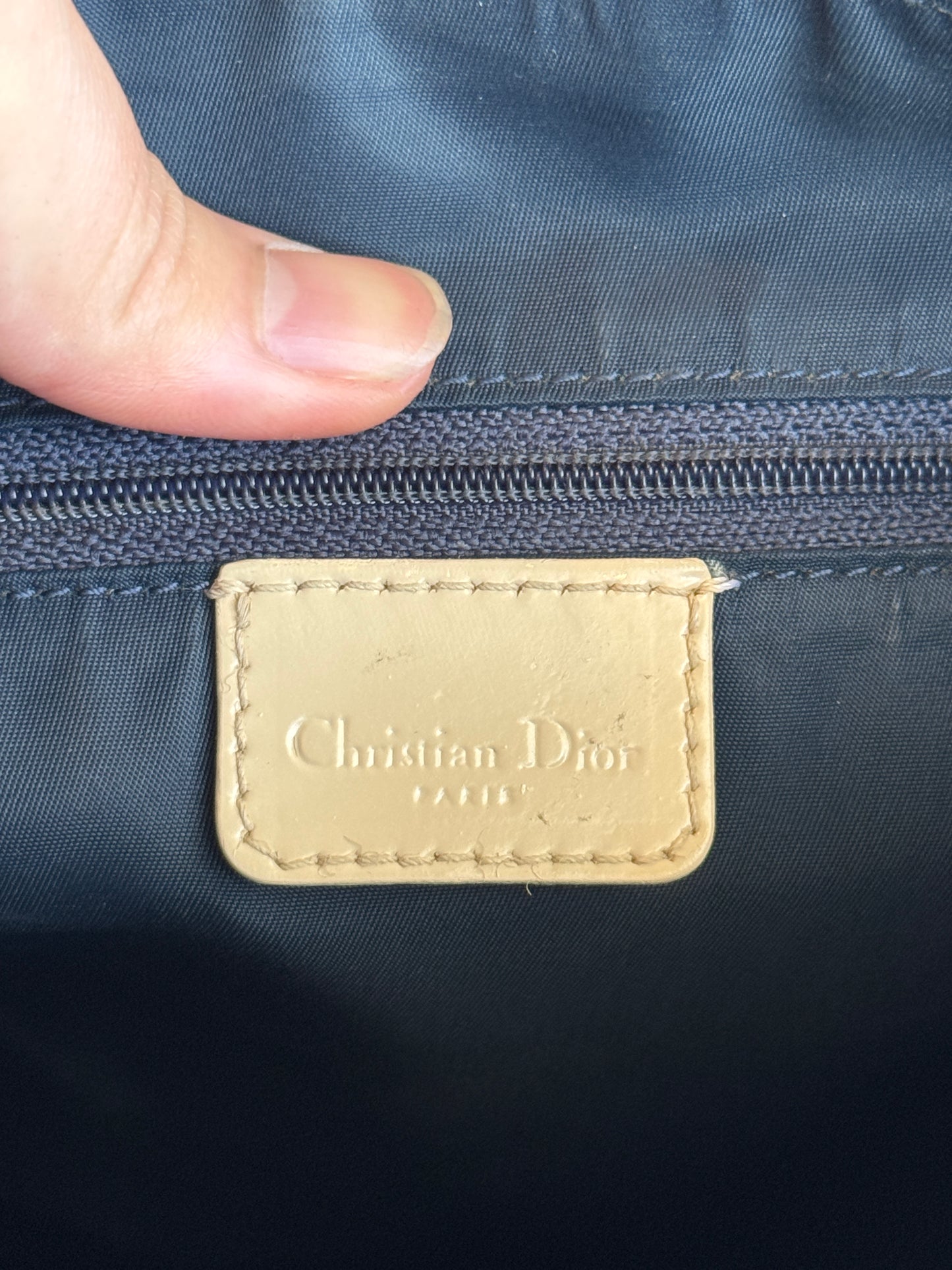 CHRISTIAN DIOR Vintage Girly Zip Messenger Bag Diorissimo Coated Canvas