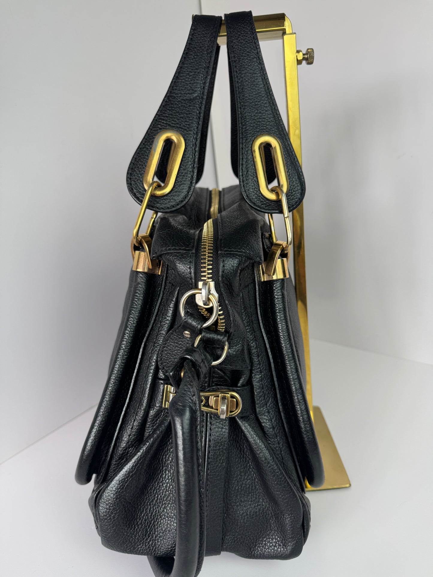 CHLOE Paraty Top Handle Bag Medium Leather Black