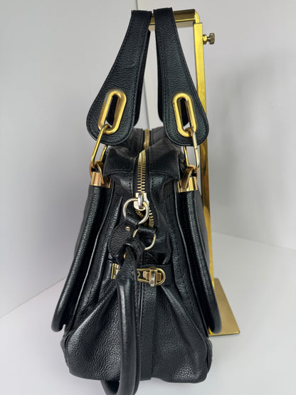 CHLOE Paraty Top Handle Bag Medium Leather Black