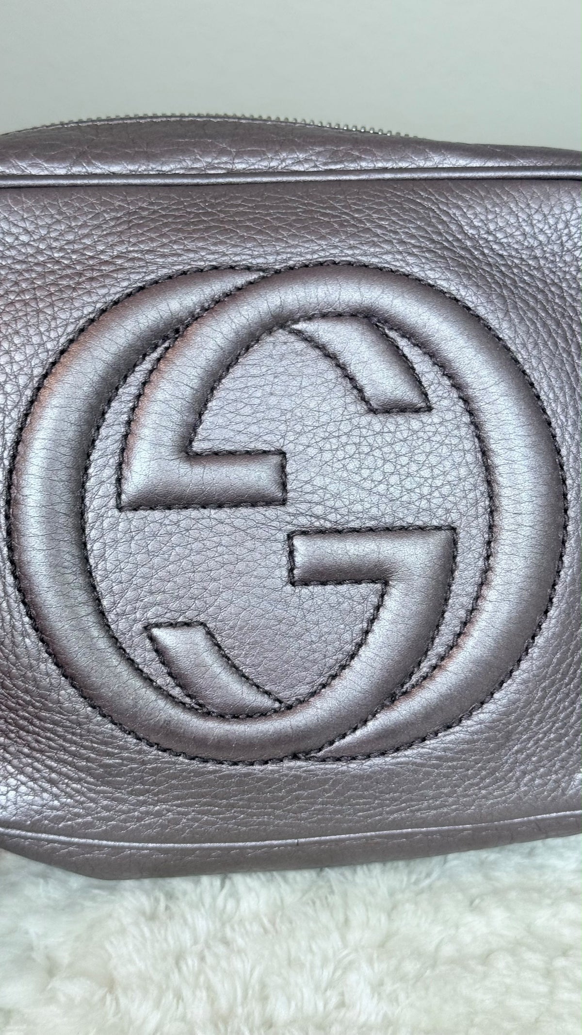 GUCCI Soho Disco Leather Purple Metallic Crossbody