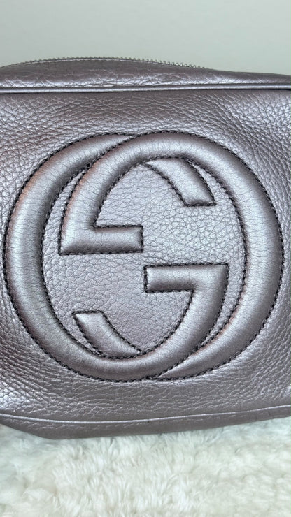 GUCCI Soho Disco Leather Purple Metallic Crossbody