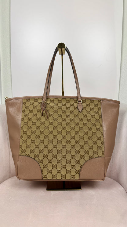 Gucci Bree GG Canvas Tote Shoulder Bag Nude