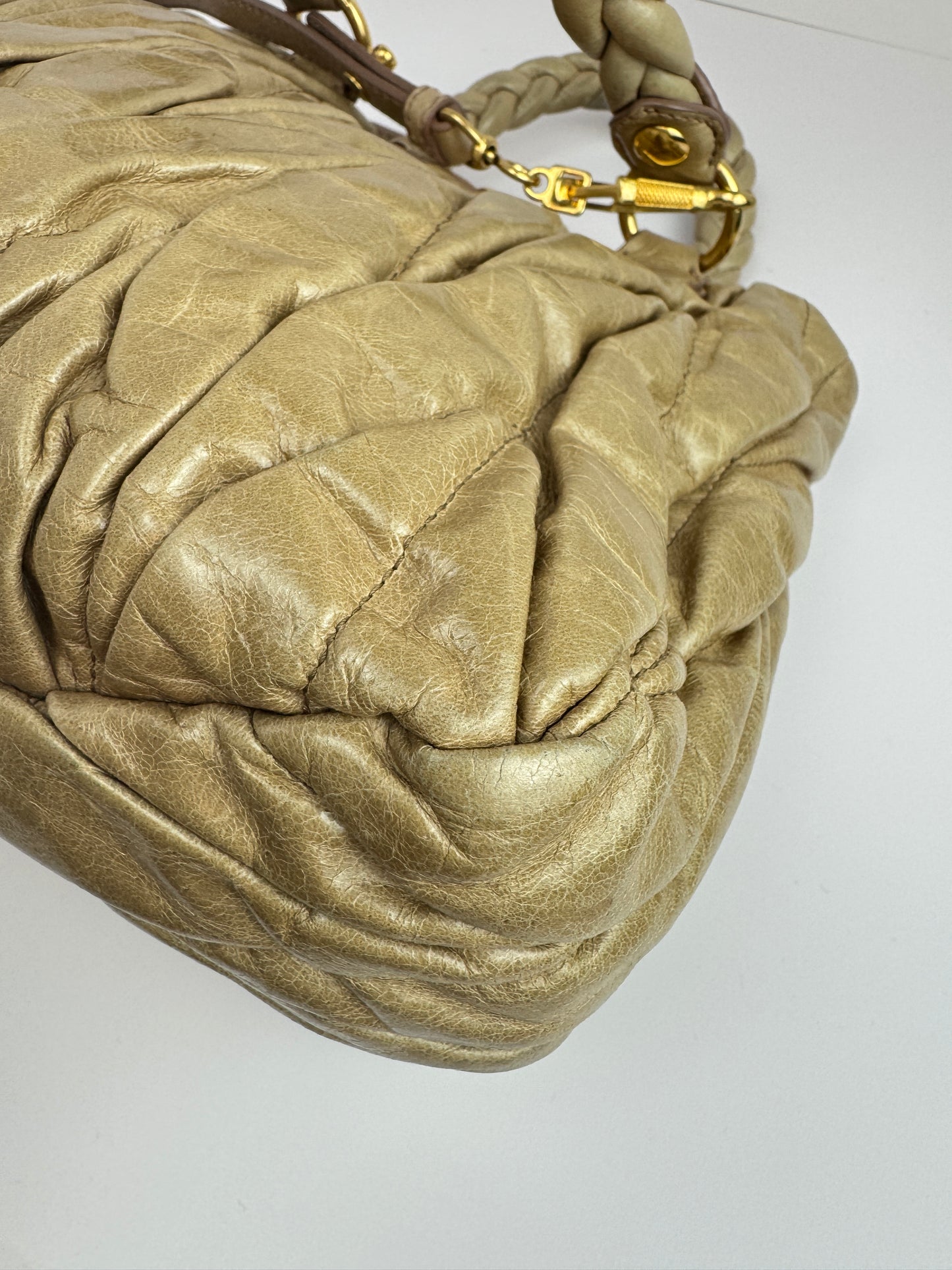 Miumiu Matelasse handle beige leather