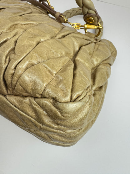 Miumiu Matelasse handle beige leather