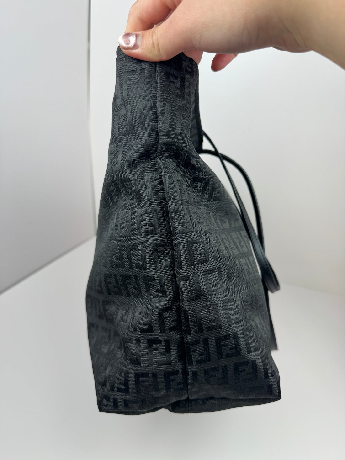 Fendi Zucchino Tote Canvas Black