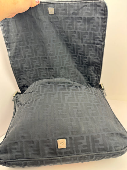 Fendi Zucca Flap Messenger Black