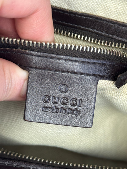 GUCCI Web Boston GG Canvas With strap Brown
