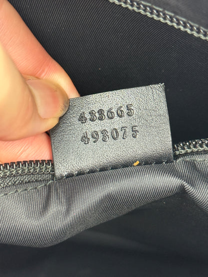 GUCCI Web Wrislet Clutch GG Coated Canvas Black
