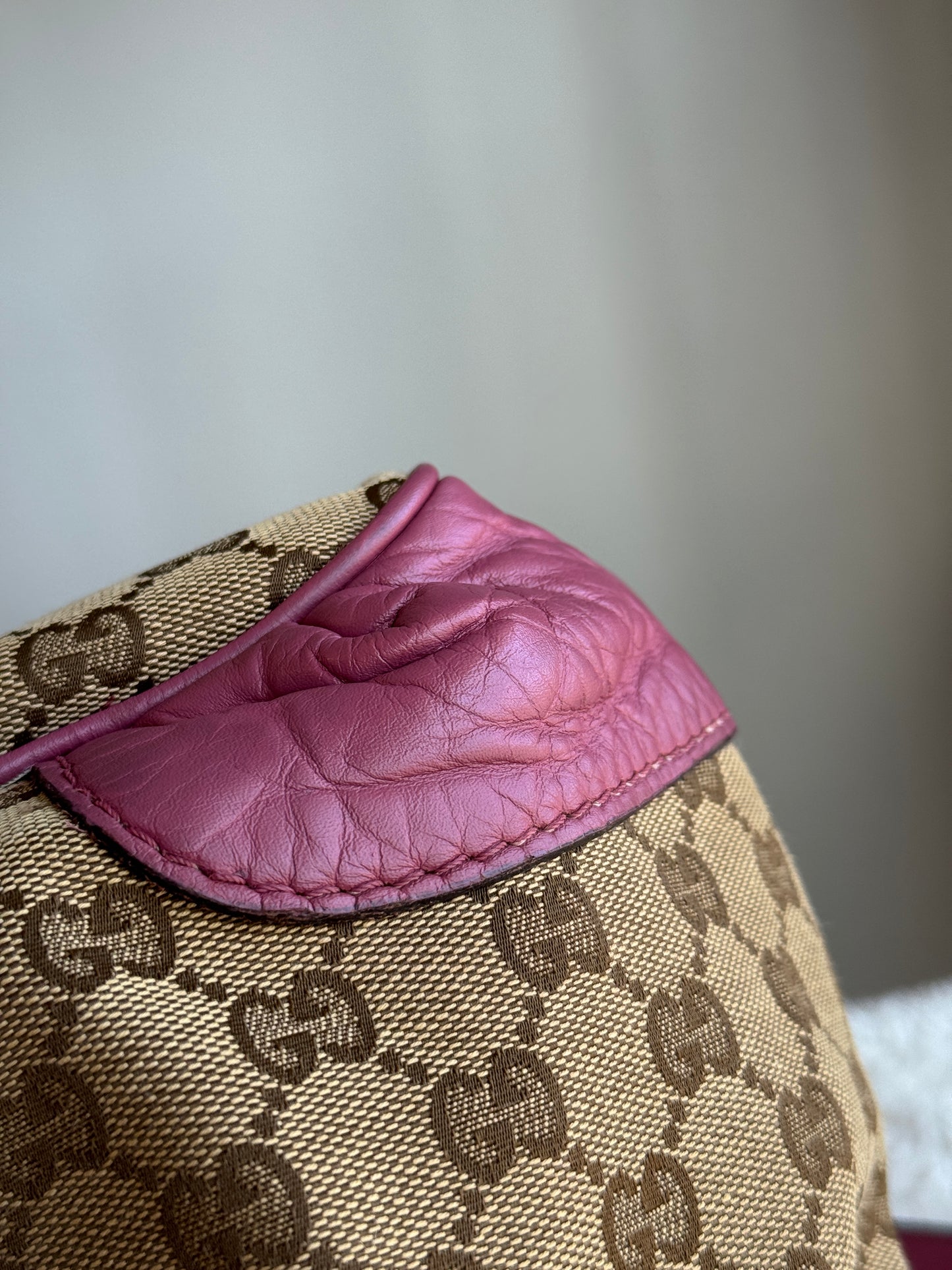 GUCCI Sukey Top handle with Strap GG Canvas Pink