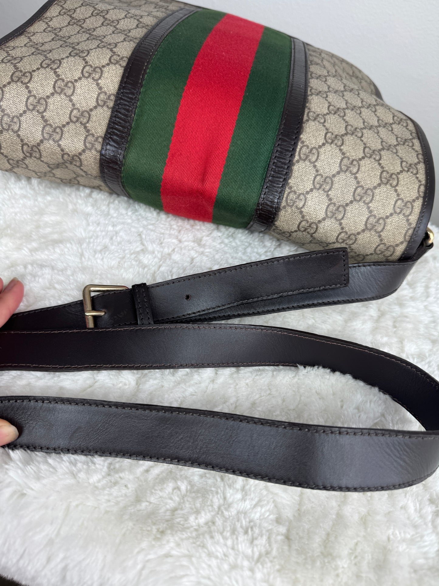 GUCCI Web Flap large Messenger GG Supreme Coated Canvas