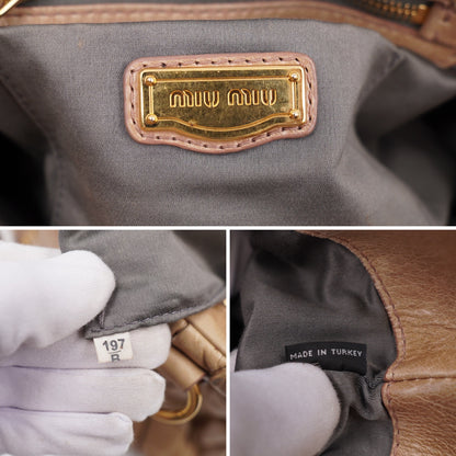 Miumiu Matelassé Leather Handbag Beige