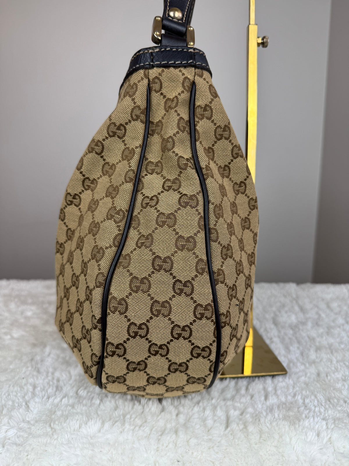 GUCCI Web Hobo New ladies GG Canvas Dark Brown
