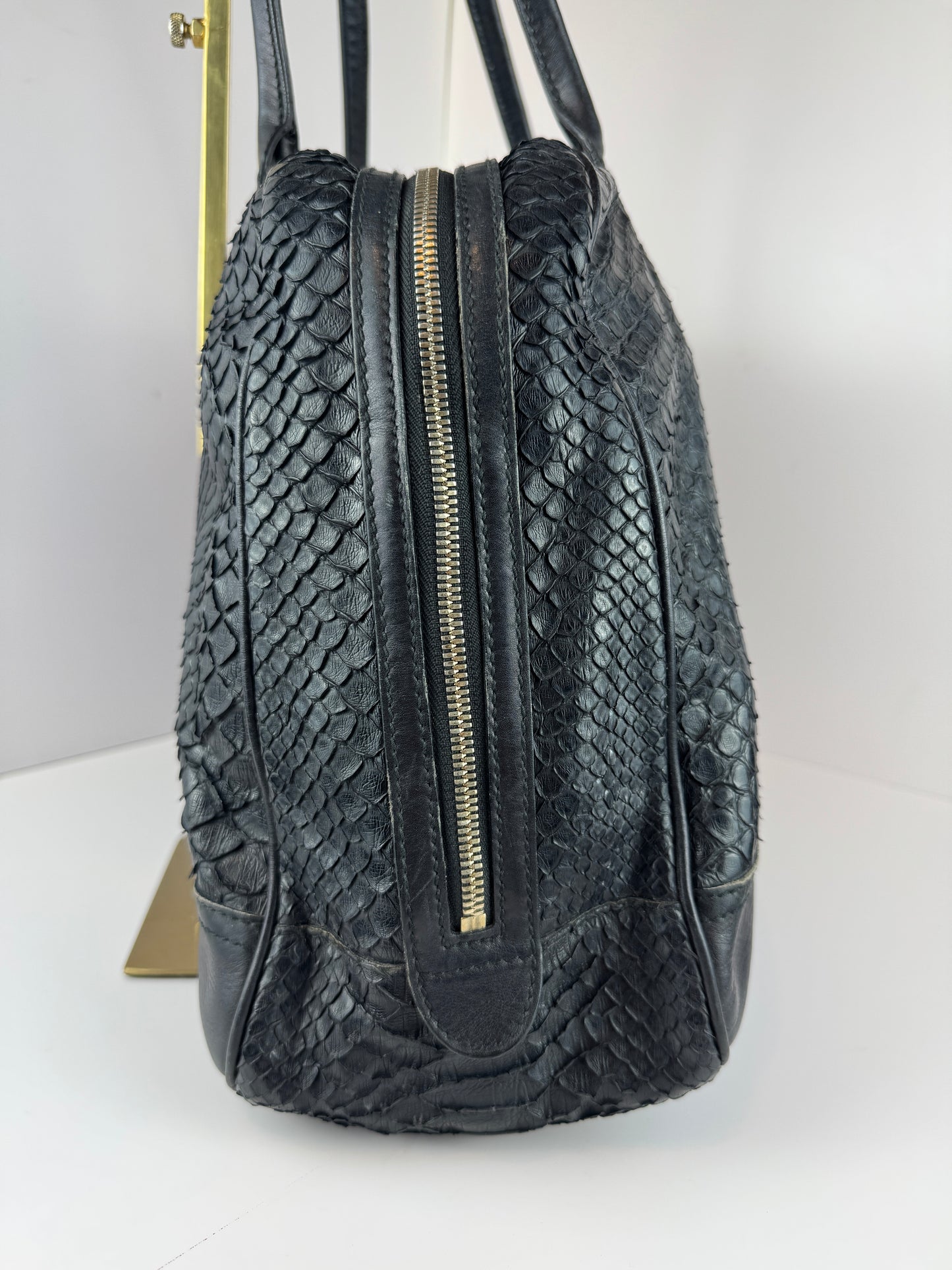 Gucci Princy Hobo Python Black Leather Web stripe