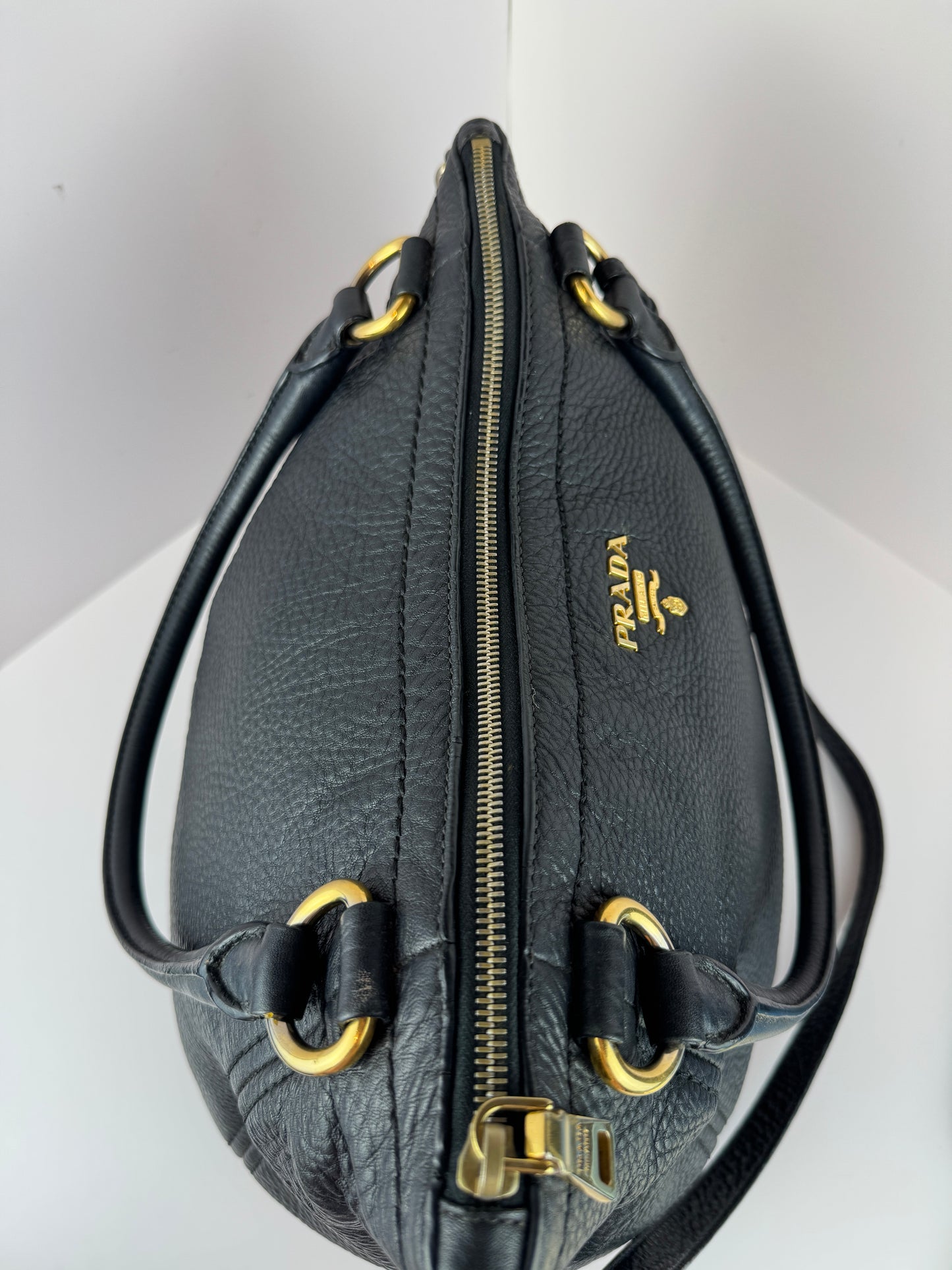 Prada Vitello Daino Zip Tote Nero Black