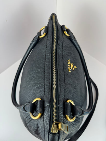 Prada Vitello Daino Zip Tote Nero Black