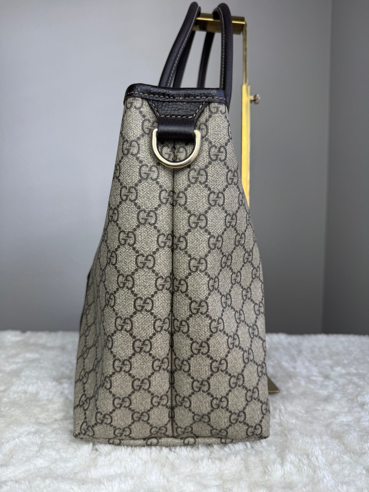 GUCCI Shopping Tote GG Coated Canvas Brown