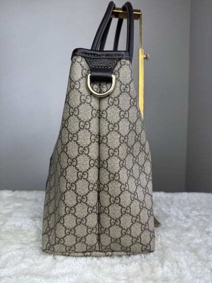 GUCCI Shopping Tote GG Coated Canvas Brown