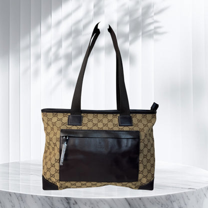 Gucci GG Canvas Tote Shoulder Bag Brown (Vintage)