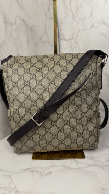 Gucci Flap Messenger Coated Canvas Monogram Brown