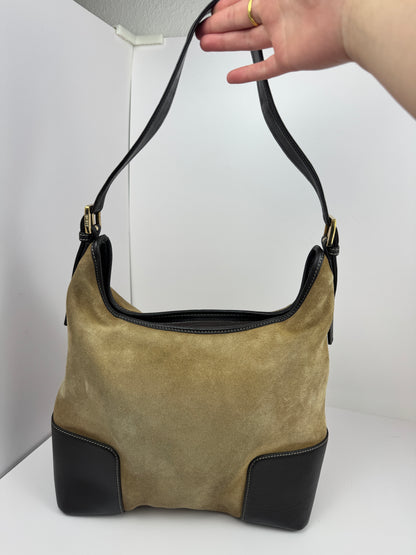 Loewe Anagram Shoulder Suede Leather Bag