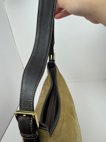 Loewe Anagram Shoulder Suede Leather Bag