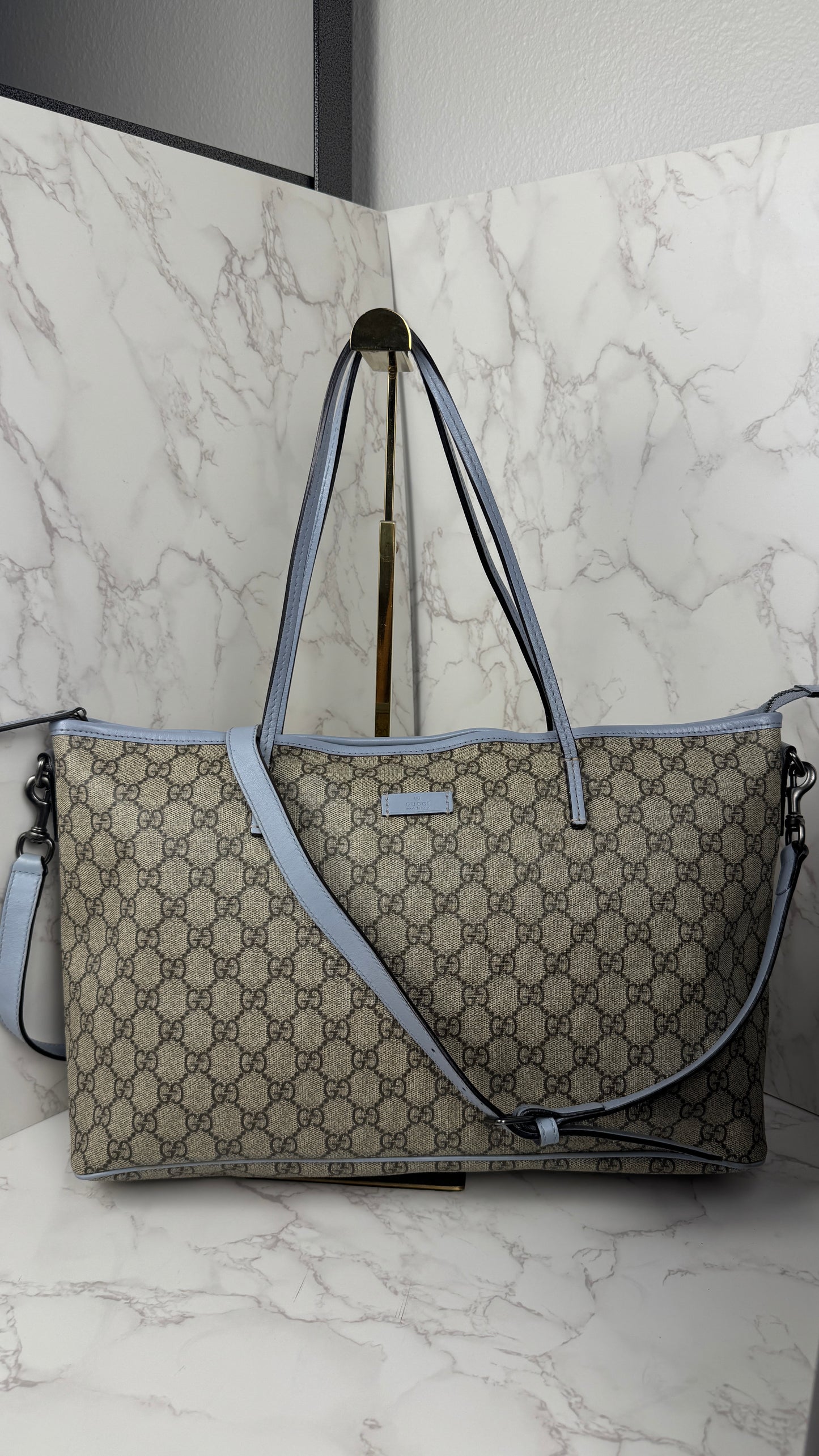 Gucci Tote With Strap GG Canvas light Blue