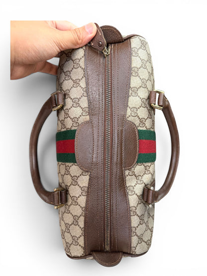 Gucci Vintage Web Stripe Coated Canvas Brown