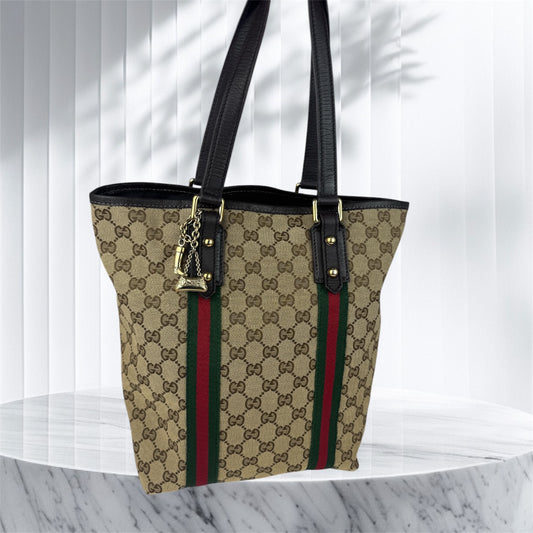 Gucci Web Tote GG Canvas  Brown