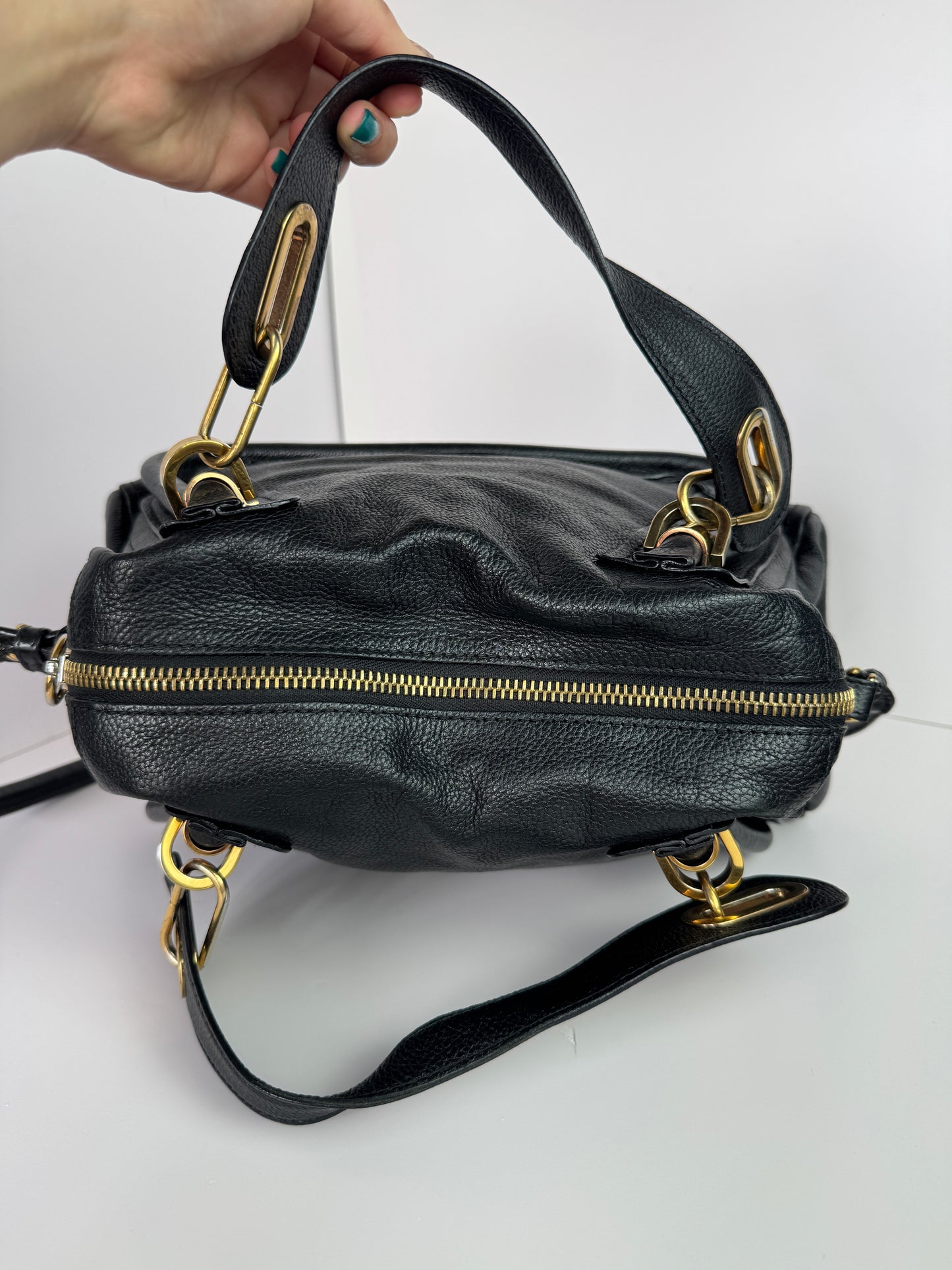 CHLOE Paraty Top Handle Bag Medium Leather Black