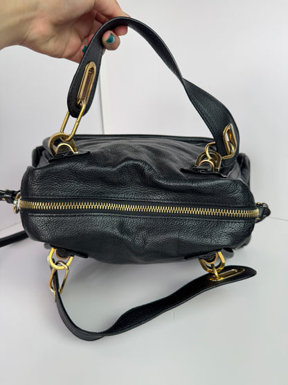 CHLOE Paraty Top Handle Bag Medium Leather Black
