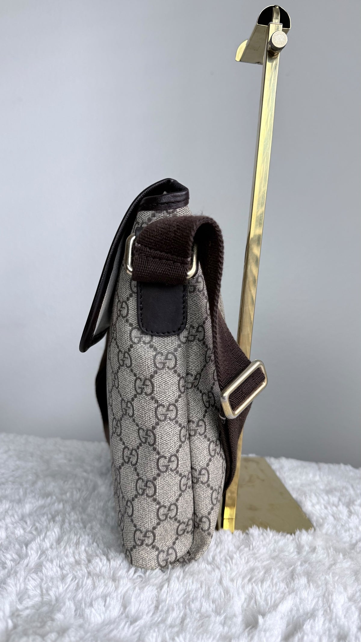 GUCCI Flap Crossbody GG Supreme Coated canvas Brown
