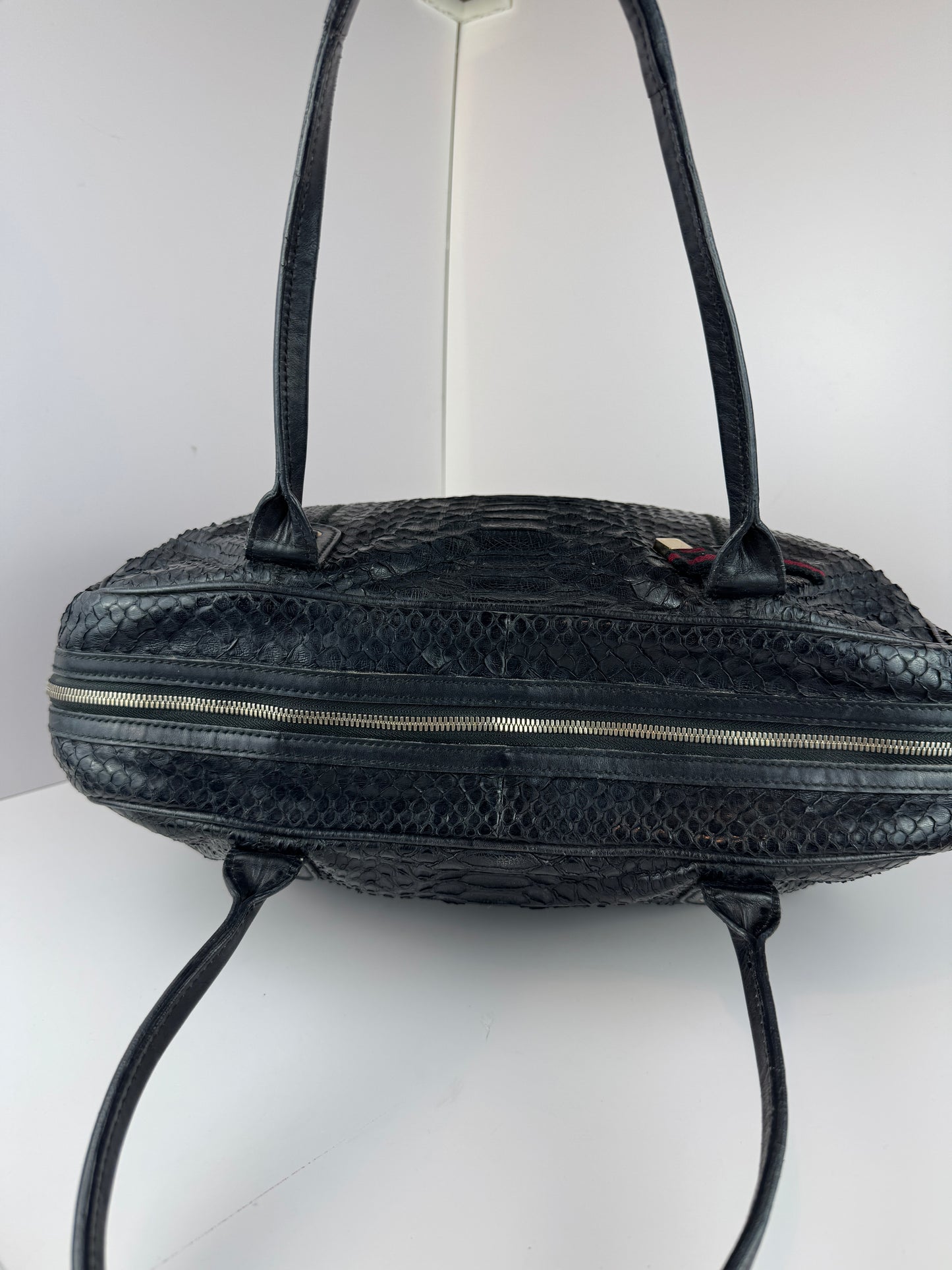 Gucci Princy Hobo Python Black Leather Web stripe
